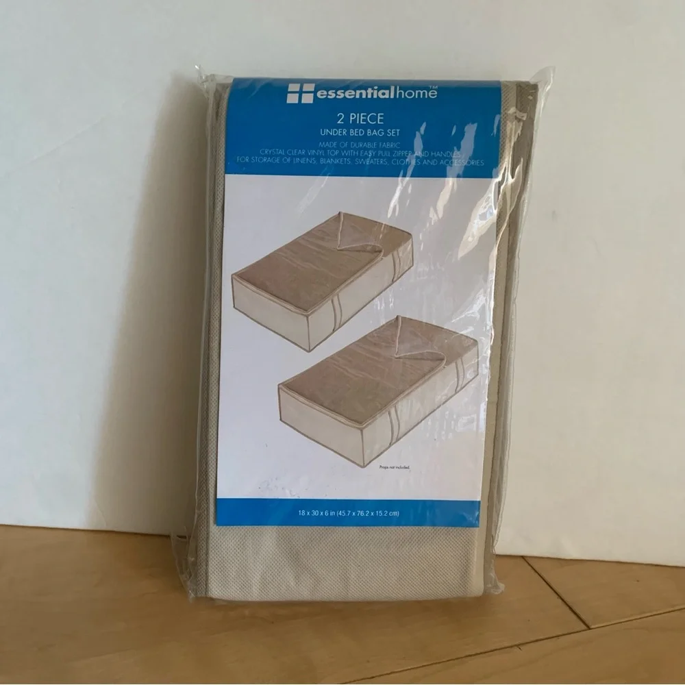 ESSENTIAL HOME 2 Piece Under Bed Bag Set in Beige